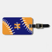 blauwe sinaasappel of ELKE kleuren softbal honkbal Bagagelabel (Voorkant horizontaal)