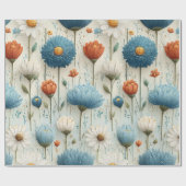 Blauwe Sinaasappel Wilde Bloem Bloemig Cadeaupapier (Vlak)