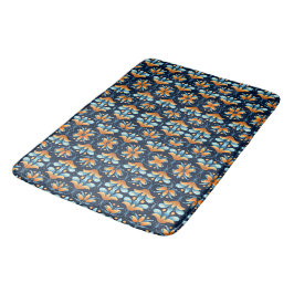 Blauwe sinaasappels bloemen Art Deco Badmat