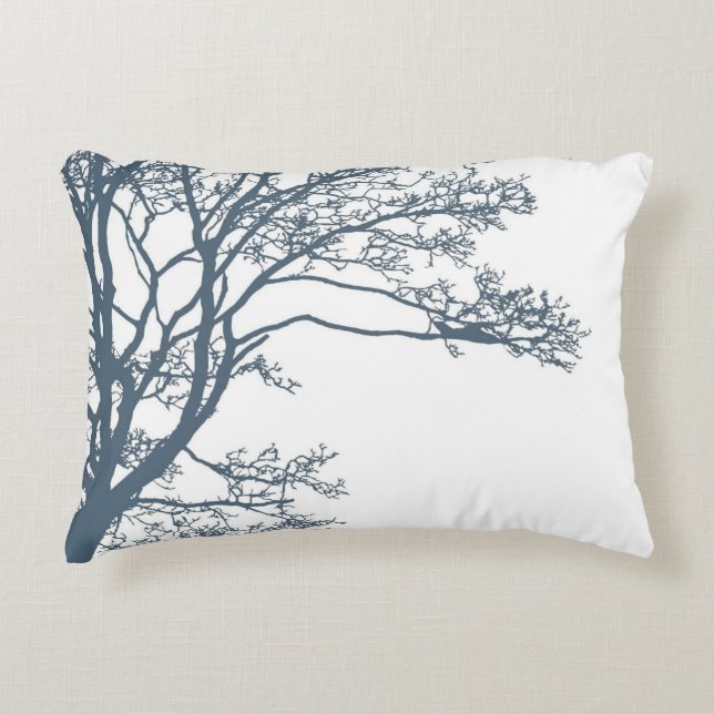 Blauwe Single Tree Boho Accent Kussen (Voorkant)