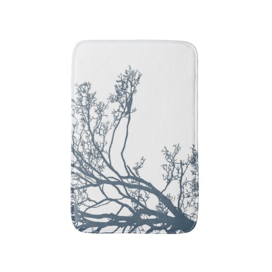 Blauwe Single Tree Boho Badmat (Voorkant Verticaal)