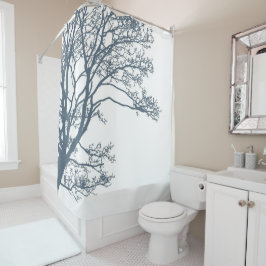 Blauwe Single Tree Boho Douchegordijn