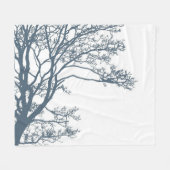Blauwe Single Tree Boho Fleece Deken (Voorkant (Horizontaal))