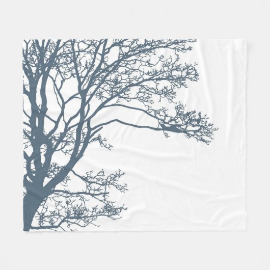 Blauwe Single Tree Boho Fleece Deken (Voorkant (Horizontaal))