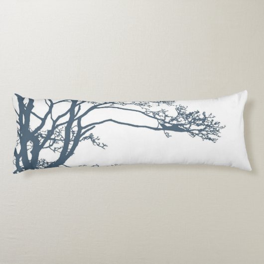 Blauwe Single Tree Boho Lichaamskussen (Achterkant)