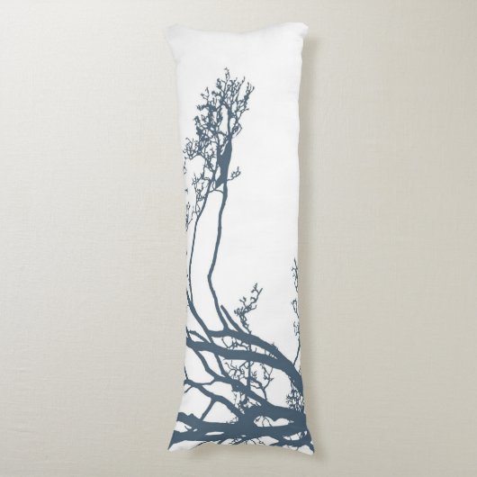 Blauwe Single Tree Boho Lichaamskussen (Voorkant Verticaal)