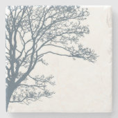 Blauwe Single Tree Boho Stenen Onderzetter (Voorkant)