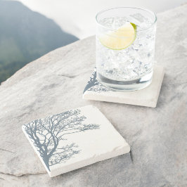 Blauwe Single Tree Boho Stenen Onderzetter