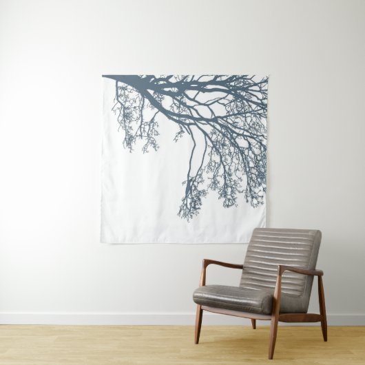 Blauwe Single Tree Boho Wandkleed (In Situ (horizontaal))