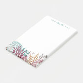 Blauwe Sint-Jakobsschelp en Koraal Post-it® Notes (Schuin)