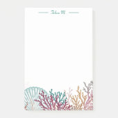 Blauwe Sint-Jakobsschelp en Koraal Post-it® Notes (Voorkant)
