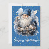 Blauwe Sinterklaas Bloemen Feestdagenkaart (Voorkant)