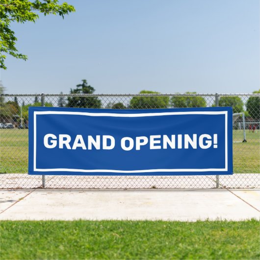Blauwe sjabloon grand opening business banner (Insitu)