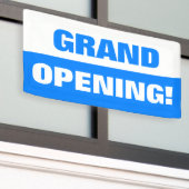Blauwe sjabloon grand opening business banner (Buitenkant Gebouw)