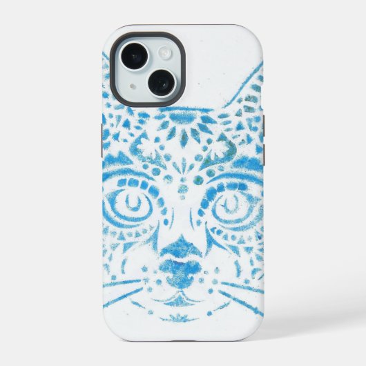blauwe sjabloon kat iPhone 15 case (Achterkant)