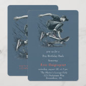 Blauwe Skateboarder verbrand Sinaasappel Happy Bir Kaart (Voorkant / Achterkant)