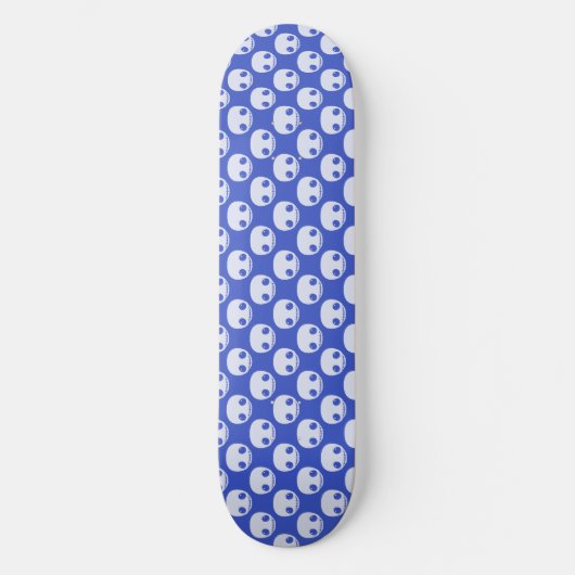 Blauwe Skatedeck met witte Toon Skulls Skateboard (Voorkant)
