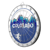 blauwe skier Colorado-themanboard Dartbord (Voorkant Rechts)