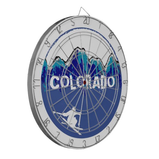  blauwe skier Colorado-themanboard Dartbord (Voorkant Links)