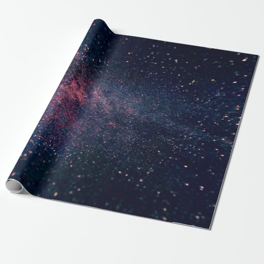 Blauwe skies vol sterren cadeaupapier (Uitgerold)