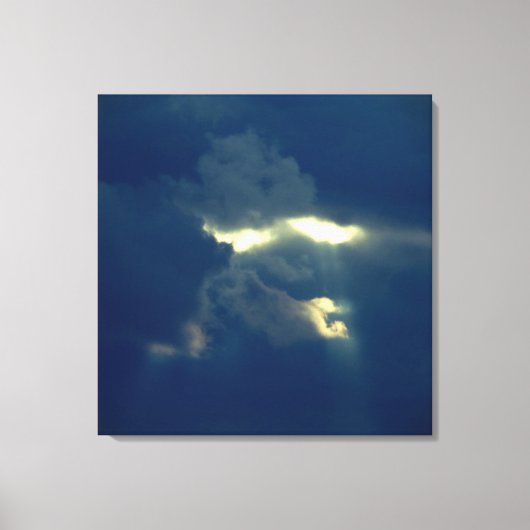Blauwe skies, wolkengezicht canvas afdruk (Voorkant)