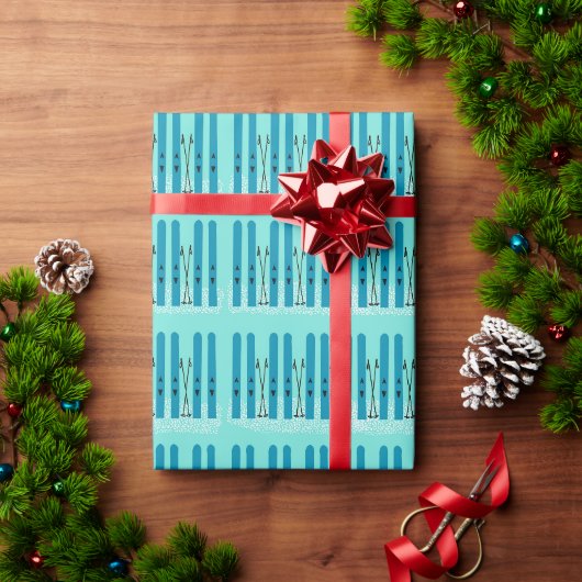 Blauwe ski's cadeaupapier (Feestdagen Geschenken)