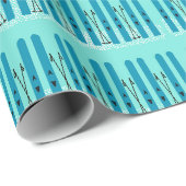 Blauwe ski's cadeaupapier (Rol Hoek)