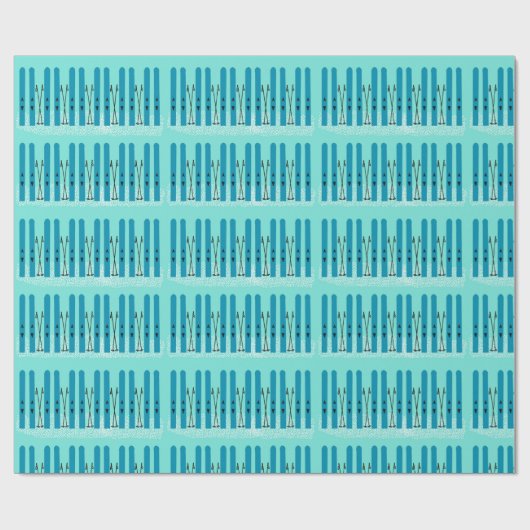 Blauwe ski's op sneeuw inpakpapier (Vlak)