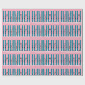 Blauwe ski's op sneeuw met roze achtergrond cadeaupapier (Vlak)