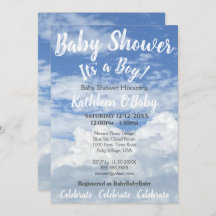 BLAUWE SKY CLOUDS FOTO BABY SHOWER INVITATION