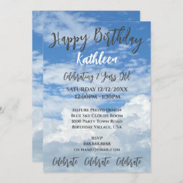BLAUWE SKY CLOUDS FOTO BIRTHDAY INVITATIE KAART