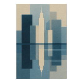Blauwe Skyline - Geometrische reflecties Perfect Poster