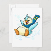 Blauwe sla glijdt over ijs briefkaart (Voorkant / Achterkant)