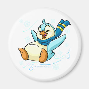 Blauwe sla glijdt over ijs magneet