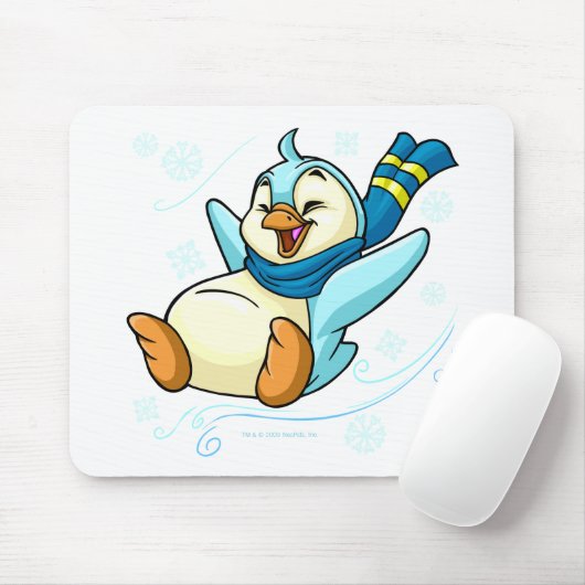 Blauwe sla glijdt over ijs muismat (Met muis)