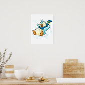 Blauwe sla glijdt over ijs poster (Keuken)