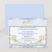 Blauwe Slaapende Engel Babyschoenen Kaart (Voorkant / Achterkant)