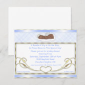 Blauwe Slaapende Engel Babyschoenen Kaart (Voorkant / Achterkant)