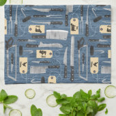 Blauwe slagersmessen theedoek (Gevouwen)