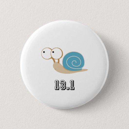 Blauwe slak 13.1 (halve marathon) ronde button 5,7 cm (Voorkant)