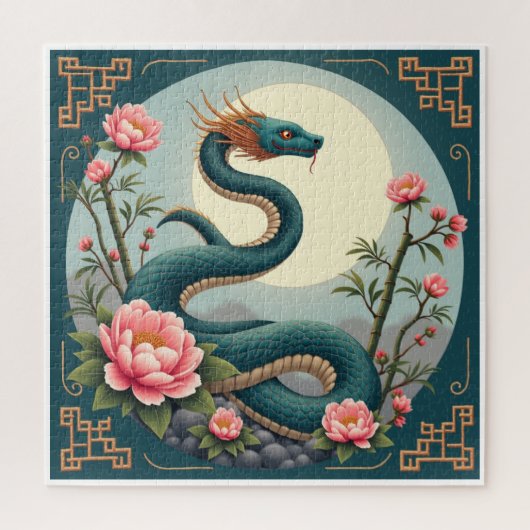 Blauwe Slang lotusbloem Legpuzzel (Verticaal)