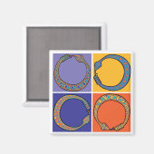 Blauwe Slang Ourboros Magneet (Voorkant / Achterkant)