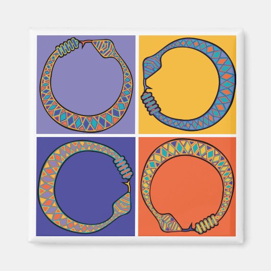 Blauwe Slang Ourboros Magneet (Voorkant)