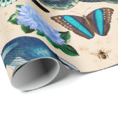 Blauwe slangen vogels en vlinder cadeaupapier (Rol Hoek)