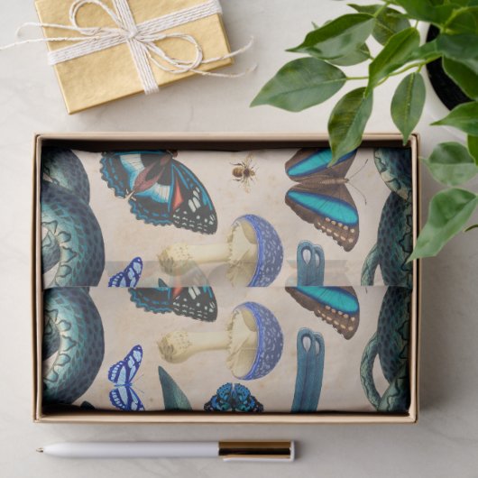 Blauwe slangen vogels en vlinderontbinding tissuepapier (Geschenk)