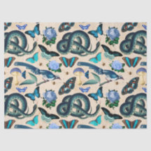 Blauwe slangen vogels en vlinderontbinding