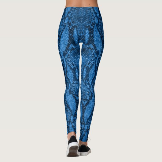 Blauwe slangenhuid afdrukken leggings (Achterkant)