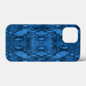 Blauwe Slangenhuidprint Case-Mate iPhone Case (Achterkant (horizontaal))
