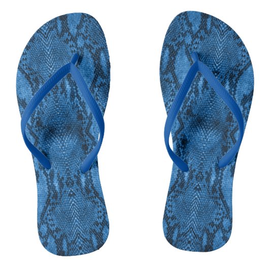 Blauwe Slangenhuidprint Teenslippers (Voetbed)