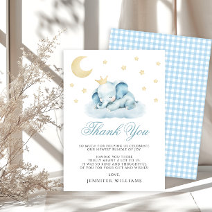 Blauwe Slapende Kleine Olifant Baby Shower Bedankkaart